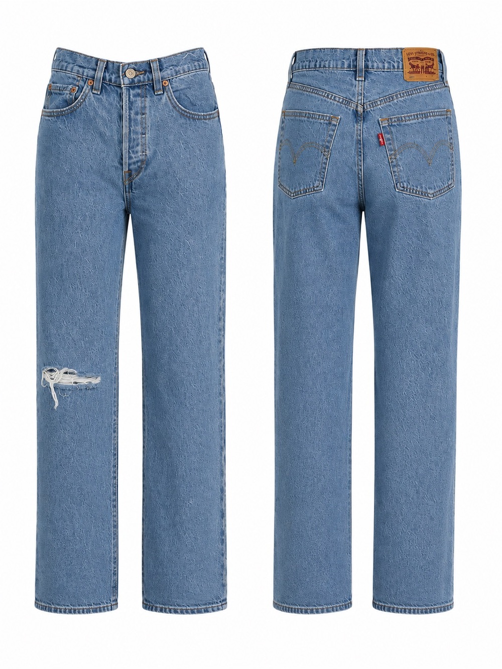 Levi’s 501 Women’s Jeans W27 L26 High Rise Straight Leg Distressed Blue Denim